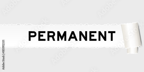 Ripped gray paper background that have word permanent under torn part