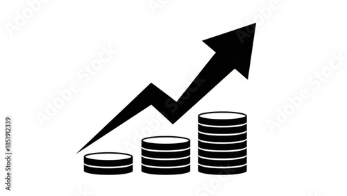 A monochrome illustration symbolizing consistent financial growth, investment success, and increasing profit, representing positive economic trends and wealth accumulation