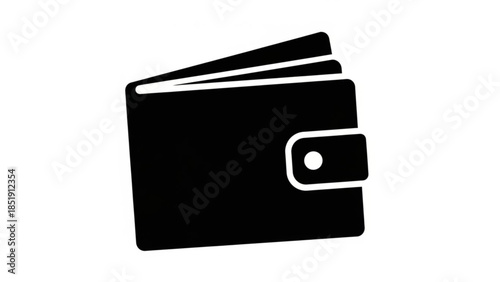 Minimalist black wallet icon, a symbol of personal finance, money management, and secure transactions, perfect for digital interfaces and economic themes