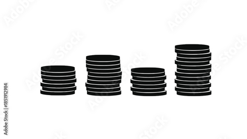 Stacks of coins in ascending order