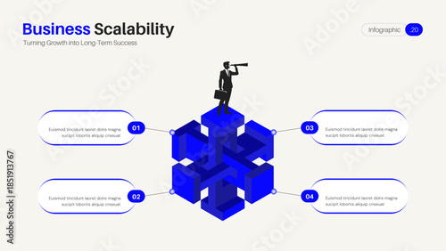 Business Scalability Infographic with Corporate Strategy and Leadership Vision Illustration