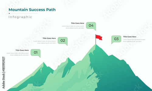 Success Journey Mountain Path Infographic for Business Strategy