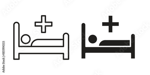 Hospital bed icons for designers, web developers, displays and websites