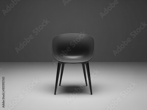 Black Modern Plastic Shell Chair with Tapered Legs