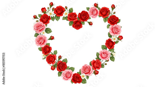 Heart Frame Roses 3d isolated on white background 2025 2026 download flowers pink