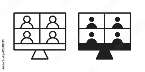 Online meeting icons for designers, web developers, displays and websites