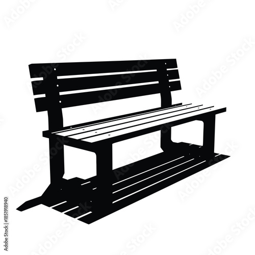 a simple black and white illustration depicts a park bench viewed from a slightly angled perspective showcasing its form high quality professional
