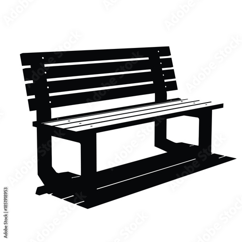 a simple black and white illustration depicts a wooden park bench with a classic design offering a place for rest high quality