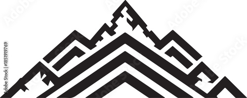 Stylized Black Silhouette of Jagged Mountains mountain range