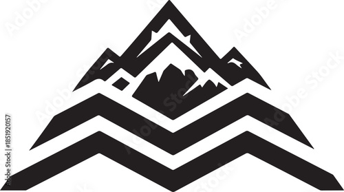 Intricate Black and White Mountain Logo Design mountains