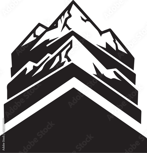 Stylized mountain range silhouette with layers abstract