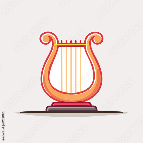 Ancient Lyre Musical Instrument Vector Illustration.