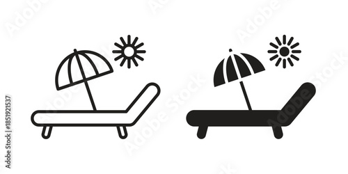 Sun bed icons for designers, web developers, displays and websites