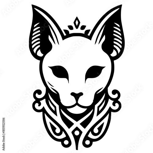 Ancient cat face silhouette vector design