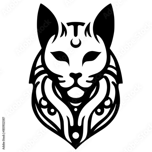 Ancient cat face silhouette vector design