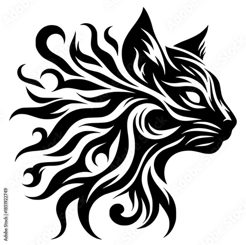 Wallpaper Mural Fire cat silhouette vector design Torontodigital.ca