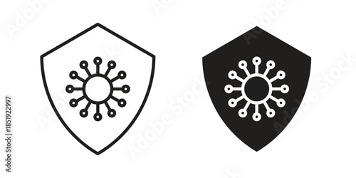 Virus protection shield icons for designers, web developers, displays and websites