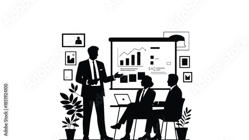 Business professionals engaged in a presentation and discussion