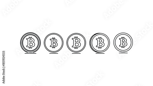 Various Bitcoin coins in different styles and designs