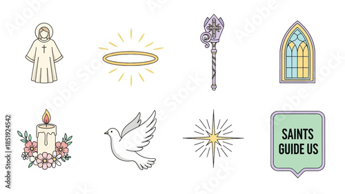 Collection of sacred symbols and religious icons for spiritual guidance and faith.