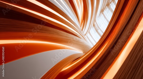 Curved wooden structure with a white background. The structure is made of wood and has a curved design