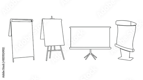 Various presentation boards for business meetings and conferences