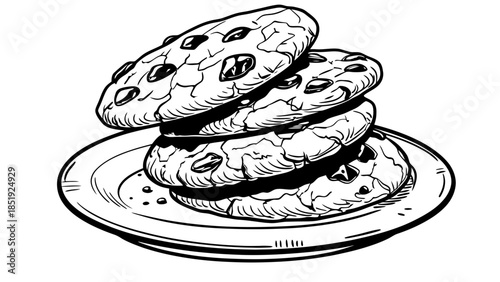 Delicious chocolate chip cookies stacked on a plate