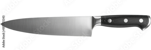 Chef's knife with black handle kitchen knife cooking isolated on a transparent background
