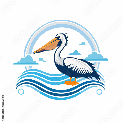 Cartoon Pelican Bird Illustration.