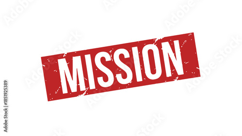 Vibrant red mission stamp for business and leadership concepts