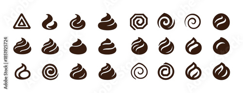 Variety of chocolate swirl shapes in minimalist design