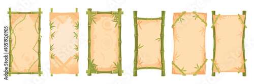 Tropical bamboo notice boards with parchment texture