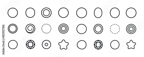 Circle and star shape variations and patterns in a linear arrang