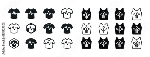 Black and white icons of smartwatches and tech-integrated tank t