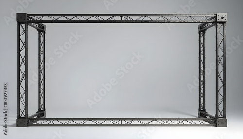 Empty Black Metal Truss Frame on a Light Gray Background structure scaffolding