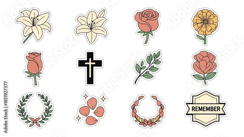 Gentle floral tributes and symbols of remembrance and honor