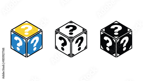 Three colorful question mark blocks for business decisions