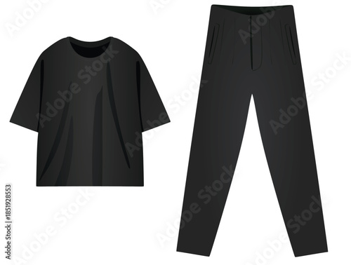 Black women t shirt and pants. vector illustration