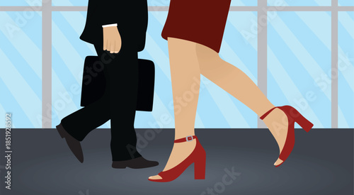 People walk by. vector illustration
