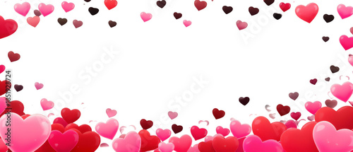 Valentine’s Day Heart-Shaped Floating Bubbles PNG with Pink to Red Gradient and Copy Space