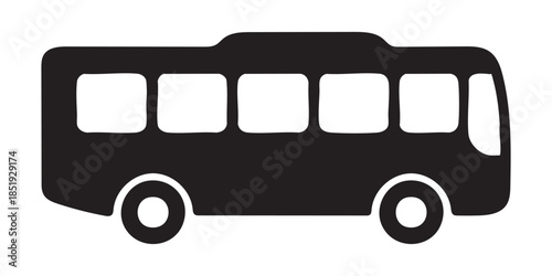 Simple Black Silhouette Icon of a Passenger Bus vehicle watercolor vector illutrastion transparent background