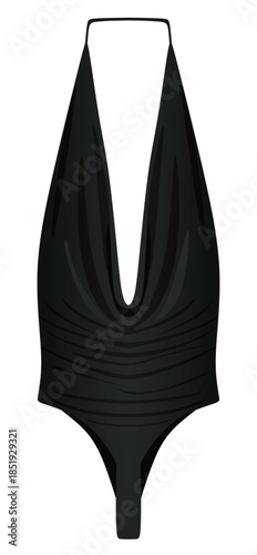 Black sleeveless jumpsuit. vector illustration