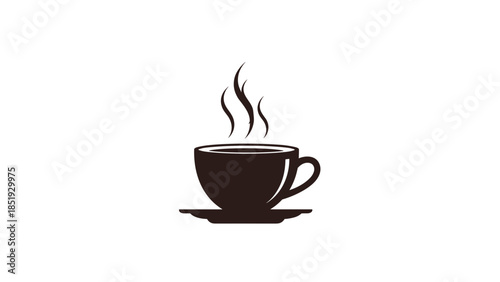 Steaming Coffee Cup Simple Design Element.