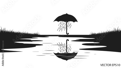 Black and White Swan with Umbrella.