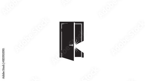 Black Metal Door Slightly Opened.