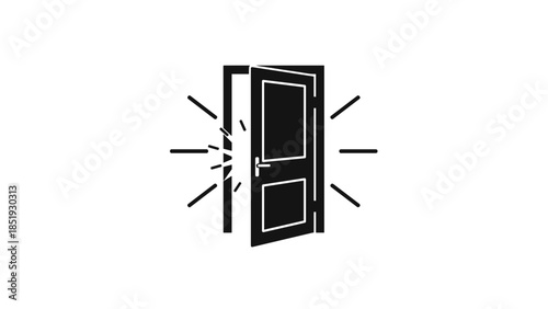 Open Door Breaking Free from Frame.