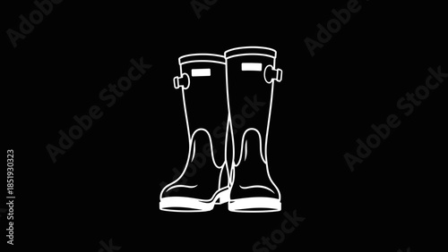 Pair of Black Rubber Wellington Boots.