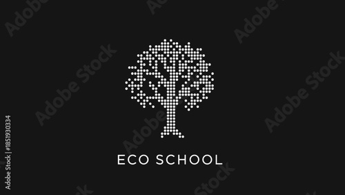 Pixel Art Tree Logo Design Element.