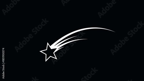 Shooting Star Icon with White Trails.