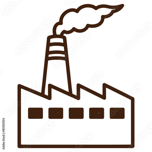 Industrial factory with smoke emitting from tall chimney representing manufacturing and production processes